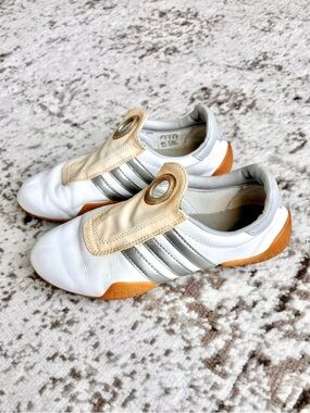 Vintage Y2K Adidas Archive MEI 2000s Taekwondo White and Silver Stripes Sneakers